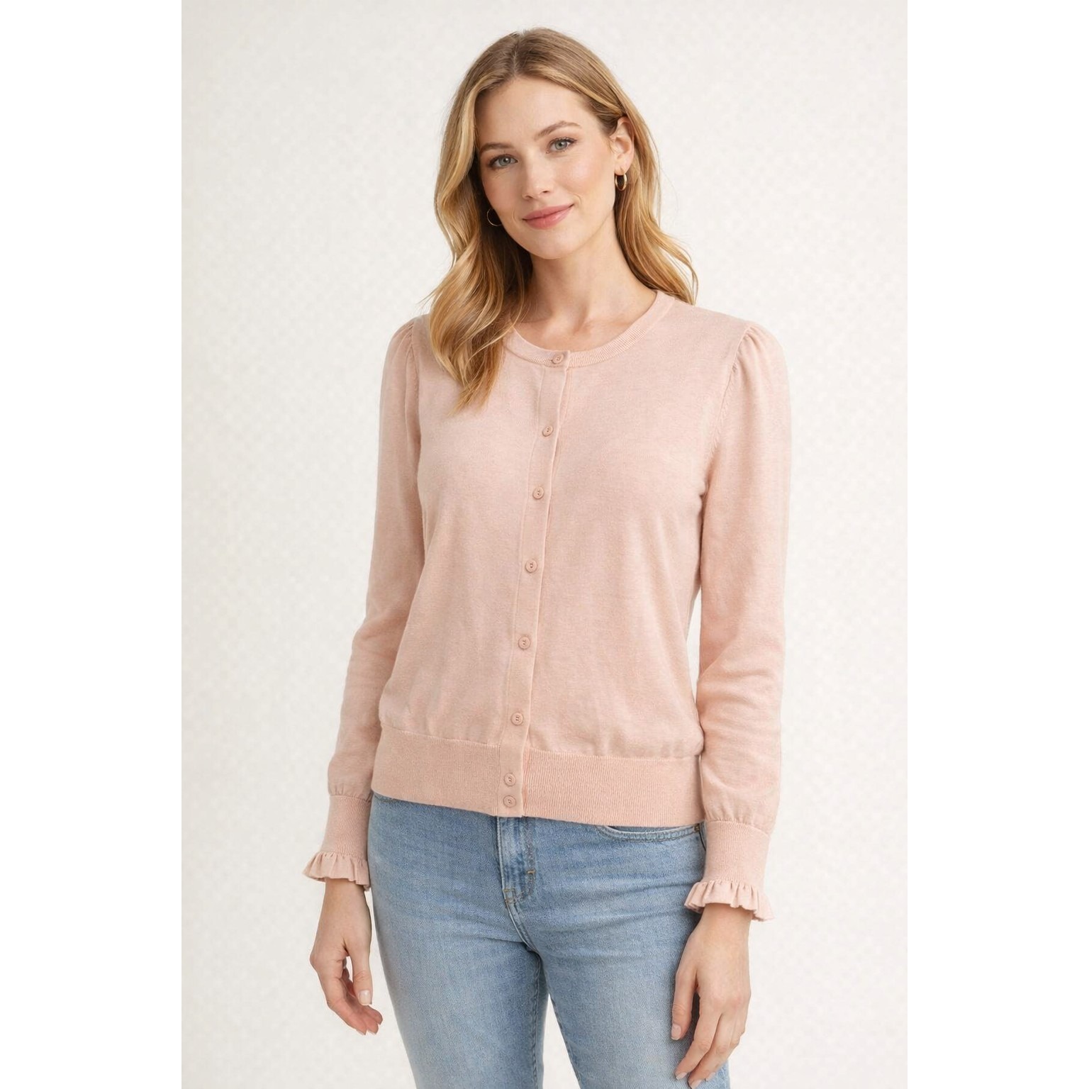 Talbots Soft Blush L Cottagecore Babydoll Quiet Luxury Preppy Cardigan